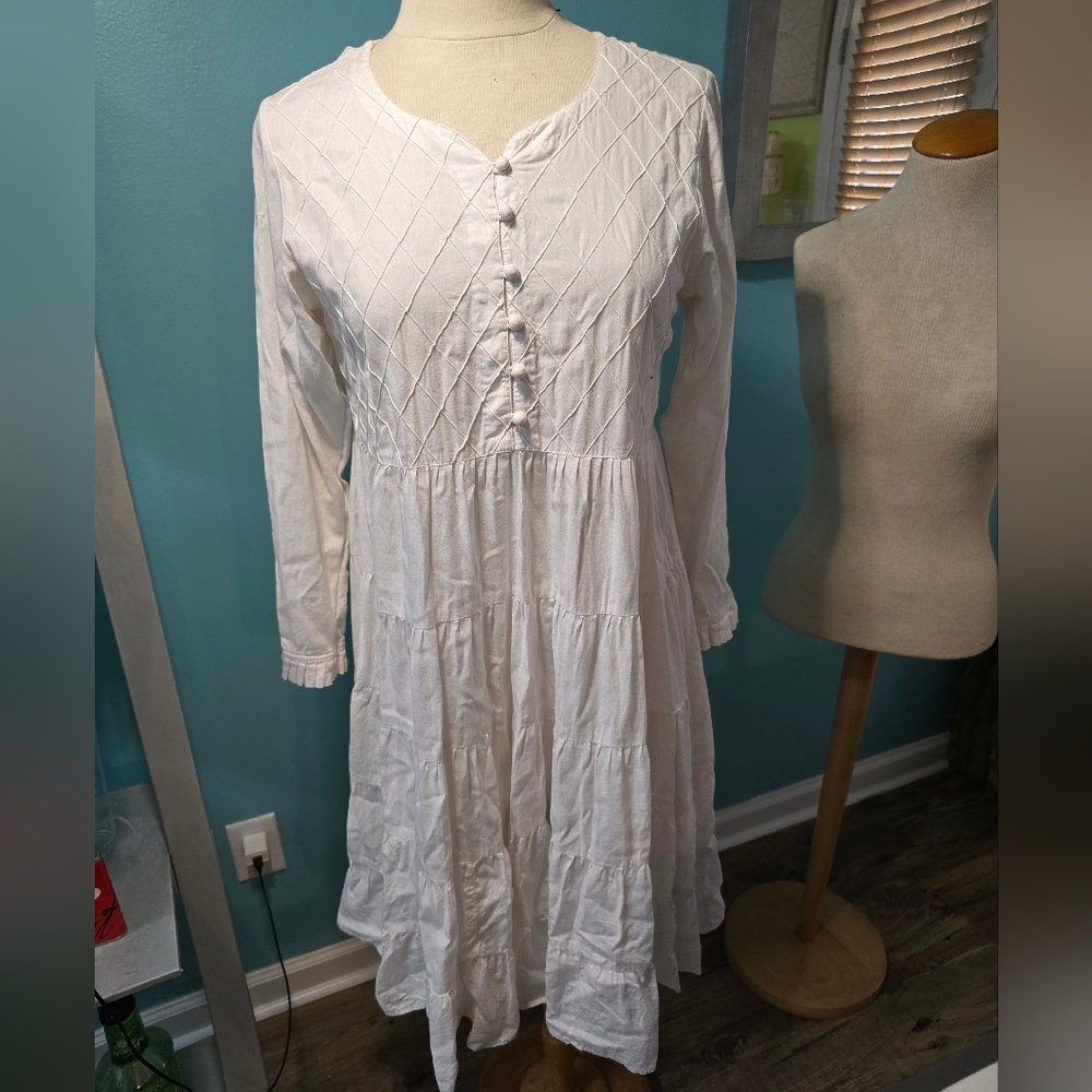 ⚡️Fun Boho Chic Cottagecore White Dress - Picture 2 of 5